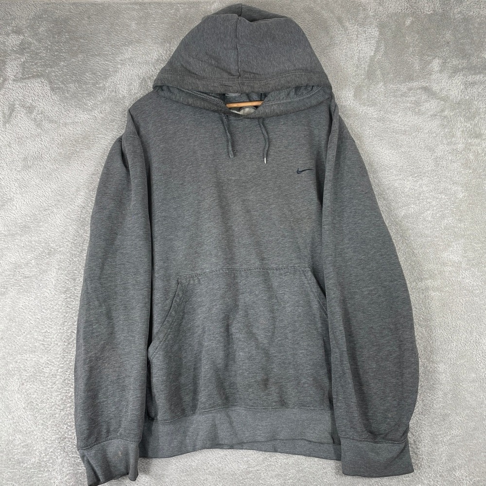 Vintage Y2K Nike Hoodie Mens 2XL Gray Small Swoosh Pullover Baggy 2000s